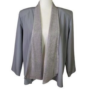 Vintag Siasia Blazer Women Medium Gray Draped Lapel Sparkly‎ Holiday 80 Oversize